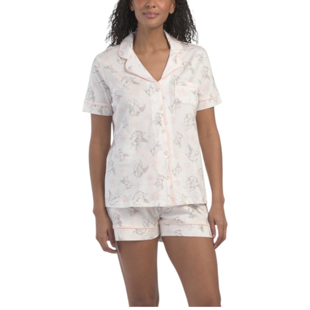 POPPY & CLAY 2pc Organic Cotton Cherib Heart Shorts Pajama Set